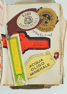 (Pearson, John - Ms. Notebooks) 2 small octavo notebooks of 120 and 100pp. (approx.) filled with pasted-in receipts, labels, tickets, adverts., cuttings and the like; together with contact